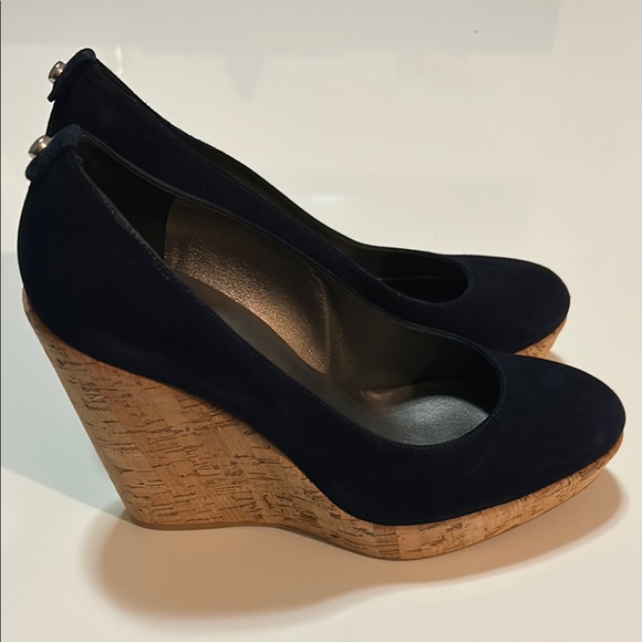 Stuart Weitzman Cookswoon Wedge in Navy Suede women’s Size 9.5 - Picture 10 of 12